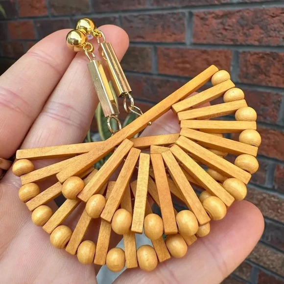 Half Windmill Bamboo Earrings - Picture 7 of 11